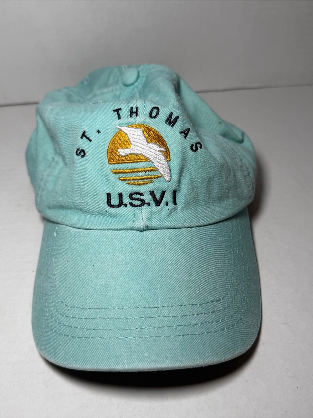 St. Thomas U.S.V.I. Teal Baseball Strapback Cap Hat Embroidered Beach Vacation